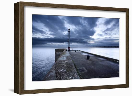 Sea Wall and Harbour Light at Bridlington, East Riding of Yorkshire, England, United Kingdom-Mark Sunderland-Framed Photographic Print