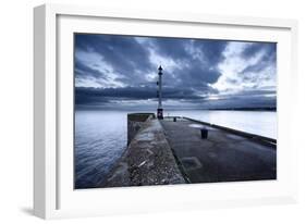 Sea Wall and Harbour Light at Bridlington, East Riding of Yorkshire, England, United Kingdom-Mark Sunderland-Framed Photographic Print