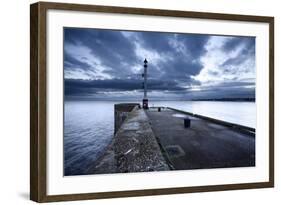 Sea Wall and Harbour Light at Bridlington, East Riding of Yorkshire, England, United Kingdom-Mark Sunderland-Framed Photographic Print