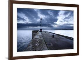Sea Wall and Harbour Light at Bridlington, East Riding of Yorkshire, England, United Kingdom-Mark Sunderland-Framed Photographic Print