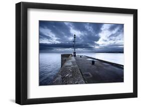 Sea Wall and Harbour Light at Bridlington, East Riding of Yorkshire, England, United Kingdom-Mark Sunderland-Framed Photographic Print