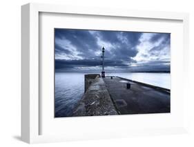 Sea Wall and Harbour Light at Bridlington, East Riding of Yorkshire, England, United Kingdom-Mark Sunderland-Framed Photographic Print