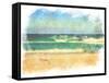 Sea Waves And Blue Sky In A Style Of A Old Painting On Grunge Canvas With Rough Edges-Lvnel-Framed Stretched Canvas