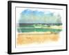 Sea Waves And Blue Sky In A Style Of A Old Painting On Grunge Canvas With Rough Edges-Lvnel-Framed Art Print