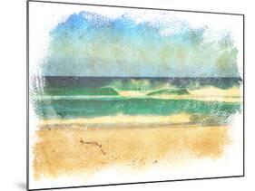 Sea Waves And Blue Sky In A Style Of A Old Painting On Grunge Canvas With Rough Edges-Lvnel-Mounted Art Print