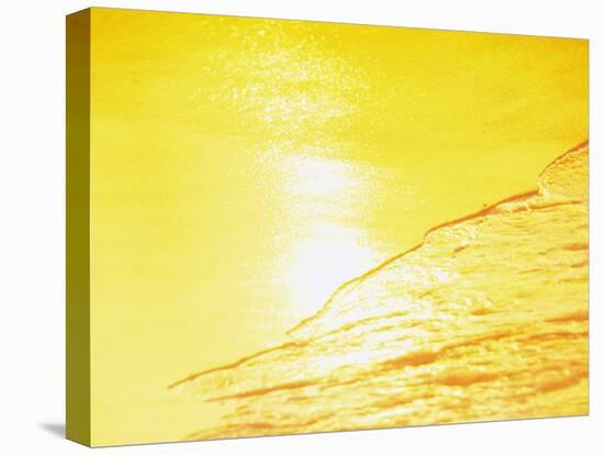 Sea Waves in Yellow with Sunlight-null-Stretched Canvas