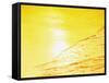 Sea Waves in Yellow with Sunlight-null-Framed Stretched Canvas