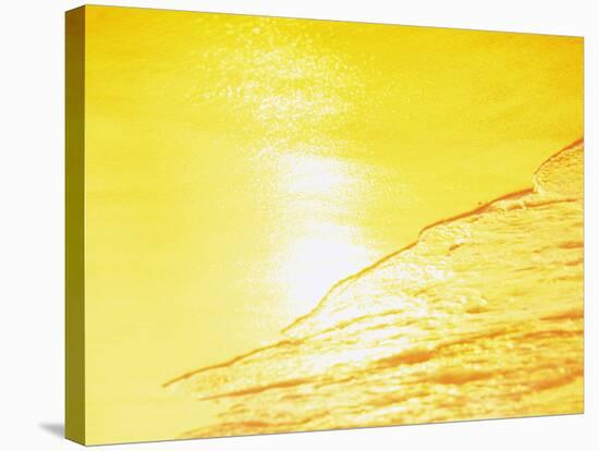 Sea Waves in Yellow with Sunlight-null-Stretched Canvas