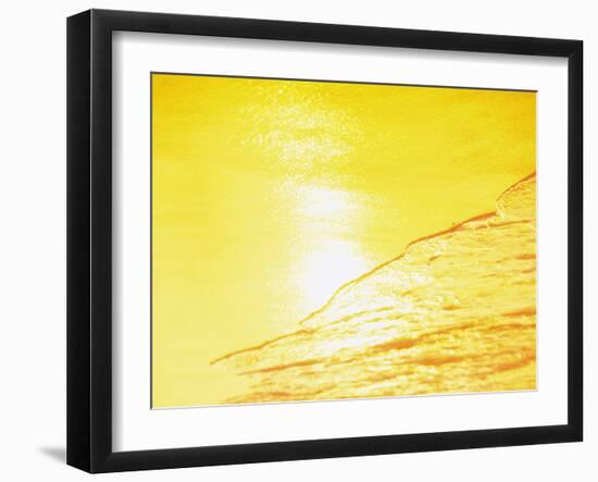 Sea Waves in Yellow with Sunlight-null-Framed Photographic Print