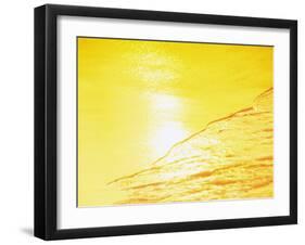 Sea Waves in Yellow with Sunlight-null-Framed Photographic Print