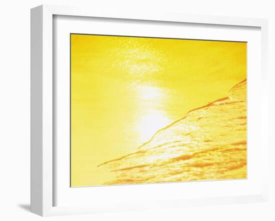 Sea Waves in Yellow with Sunlight-null-Framed Photographic Print