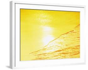 Sea Waves in Yellow with Sunlight-null-Framed Photographic Print