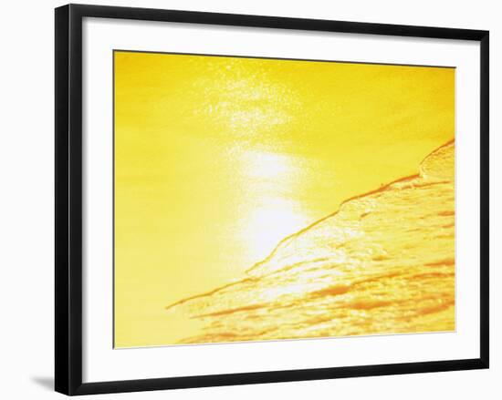 Sea Waves in Yellow with Sunlight-null-Framed Photographic Print