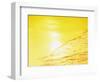 Sea Waves in Yellow with Sunlight-null-Framed Photographic Print