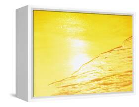 Sea Waves in Yellow with Sunlight-null-Framed Stretched Canvas