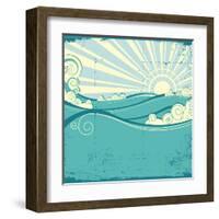 Sea Waves. Vintage Illustration Of Sea Landscape-GeraKTV-Framed Art Print