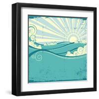 Sea Waves. Vintage Illustration Of Sea Landscape-GeraKTV-Framed Art Print