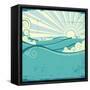 Sea Waves. Vintage Illustration Of Sea Landscape-GeraKTV-Framed Stretched Canvas