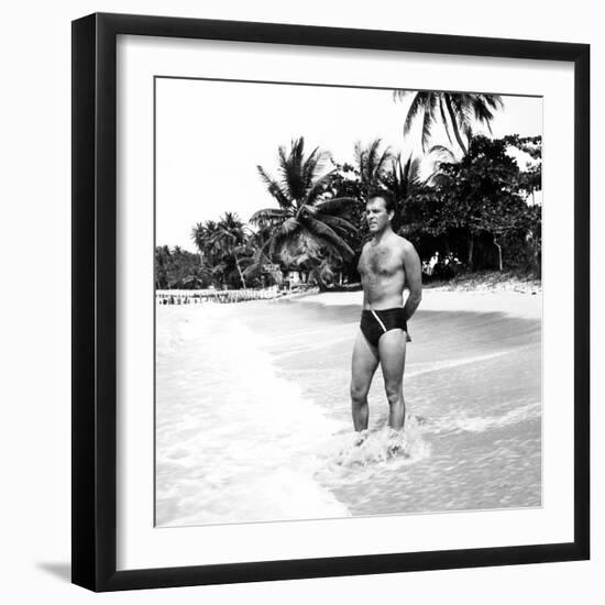 Sea Wife, Richard Burton, on Location, 1957-null-Framed Premium Photographic Print