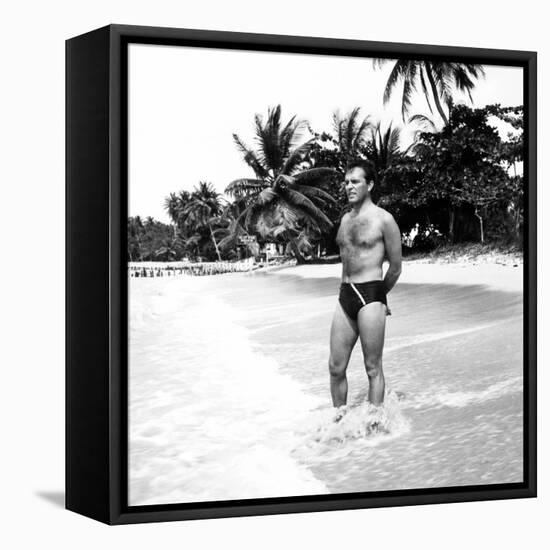 Sea Wife, Richard Burton, on Location, 1957-null-Framed Stretched Canvas