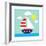 Sea,Yacht,Landscape,Vector,Cartoon,Illustration-Svetlana Peskin-Framed Premium Giclee Print