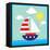 Sea,Yacht,Landscape,Vector,Cartoon,Illustration-Svetlana Peskin-Framed Stretched Canvas