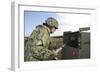 Seabee Completes a Generator Check During a Command Post Exercise-null-Framed Photographic Print