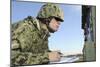 Seabee Completes a Generator Check During a Command Post Exercise-null-Mounted Photographic Print