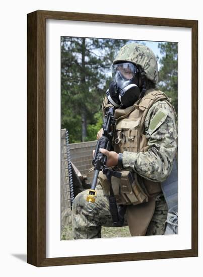 Seabee Participates in a Field Exercise at Camp Shelby, Mississippi-null-Framed Photographic Print