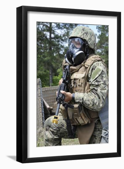 Seabee Participates in a Field Exercise at Camp Shelby, Mississippi-null-Framed Photographic Print