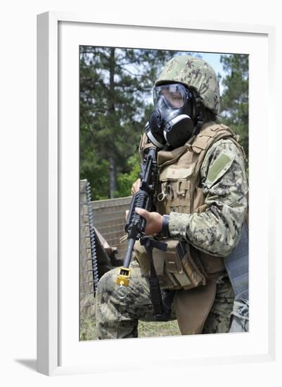 Seabee Participates in a Field Exercise at Camp Shelby, Mississippi-null-Framed Photographic Print