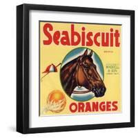 Seabiscuit Brand - Lindsay, California - Citrus Crate Label-Lantern Press-Framed Art Print