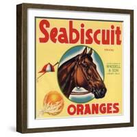 Seabiscuit Brand - Lindsay, California - Citrus Crate Label-Lantern Press-Framed Art Print