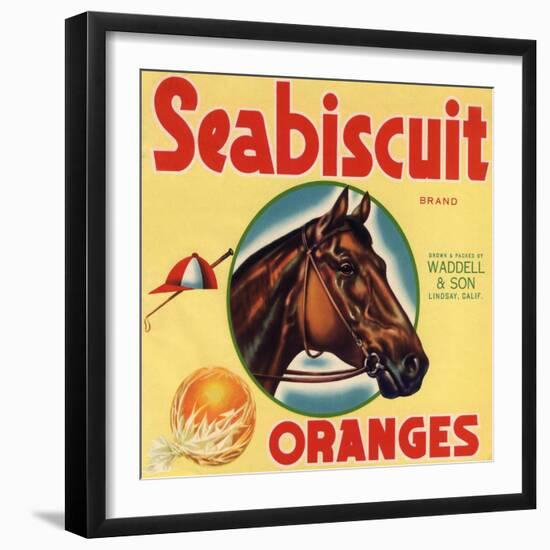 Seabiscuit Brand - Lindsay, California - Citrus Crate Label-Lantern Press-Framed Art Print