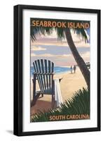 Seabrook Island, South Carolina - Adirondack and Palms-Lantern Press-Framed Art Print