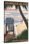 Seabrook Island, South Carolina - Adirondack and Palms-Lantern Press-Stretched Canvas