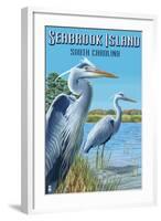 Seabrook Island, South Carolina - Blue Herons-Lantern Press-Framed Art Print