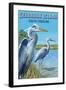 Seabrook Island, South Carolina - Blue Herons-Lantern Press-Framed Art Print