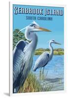 Seabrook Island, South Carolina - Blue Herons-Lantern Press-Framed Art Print