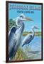 Seabrook Island, South Carolina - Blue Herons-Lantern Press-Framed Art Print