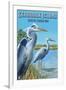 Seabrook Island, South Carolina - Blue Herons-Lantern Press-Framed Art Print