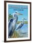 Seabrook Island, South Carolina - Blue Herons-Lantern Press-Framed Art Print