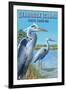 Seabrook Island, South Carolina - Blue Herons-Lantern Press-Framed Art Print