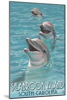 Seabrook Island, South Carolina - Dolphins-Lantern Press-Mounted Art Print