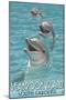 Seabrook Island, South Carolina - Dolphins-Lantern Press-Mounted Art Print