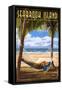 Seabrook Island, South Carolina - Hammock and Palms-Lantern Press-Framed Stretched Canvas