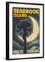 Seabrook Island, South Carolina - Palmetto Moon and Palm-Lantern Press-Framed Art Print