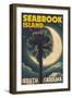 Seabrook Island, South Carolina - Palmetto Moon and Palm-Lantern Press-Framed Art Print