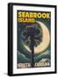 Seabrook Island, South Carolina - Palmetto Moon and Palm-Lantern Press-Framed Art Print
