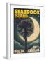 Seabrook Island, South Carolina - Palmetto Moon and Palm-Lantern Press-Framed Art Print